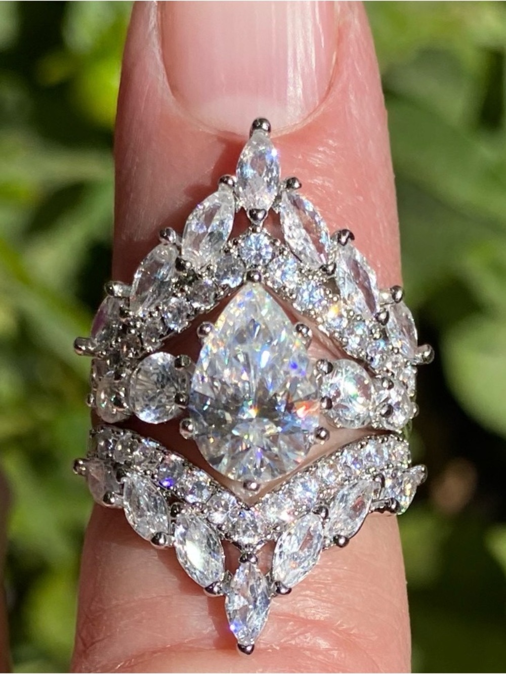 Luxury Pear-Cut Moissanite Ring 925 Silver -